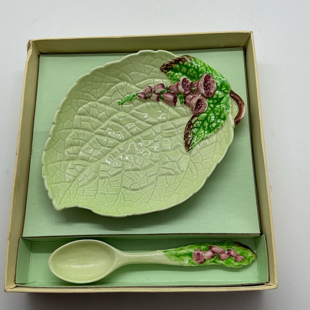 Vtg Carlton Ware Hand Painted England Australian Design Condiment Plate Spoon